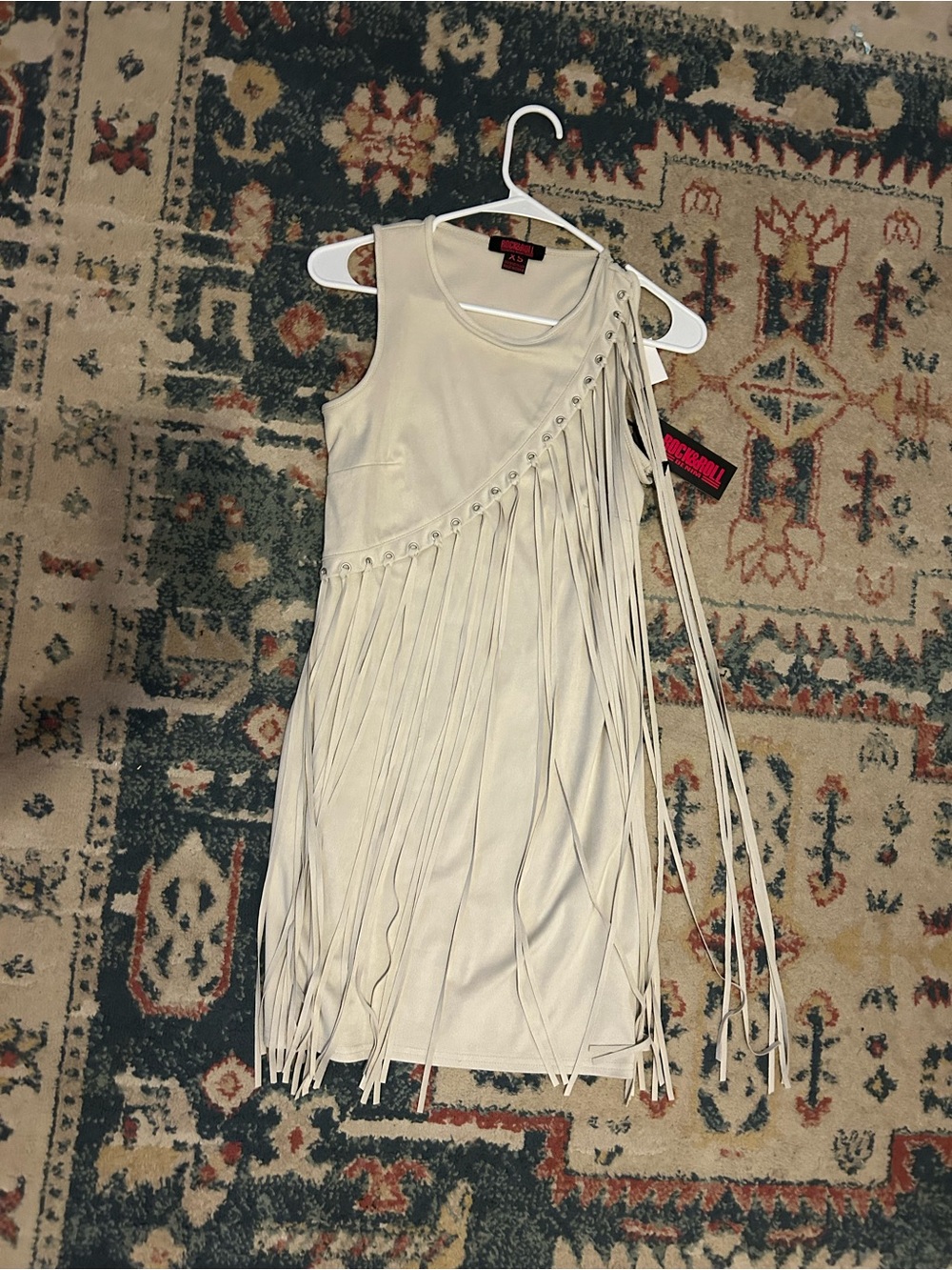 Rock & Roll Cowgirl Cream One-Shoulder Fringe Dress - Western-Inspired